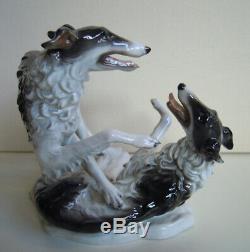 handmade Russian Hound faience figurine dog figurine 