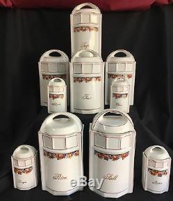 10 1920/30s Art Deco German Porcelain Kitchen Canisters