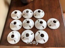 10- 1940's 1950's Art Deco Flush Mount Porcelain Ceiling Lights- 8 Sided Octagon