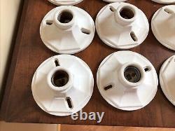 10- 1940's 1950's Art Deco Flush Mount Porcelain Ceiling Lights- 8 Sided Octagon