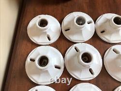 10- 1940's 1950's Art Deco Flush Mount Porcelain Ceiling Lights- 8 Sided Octagon