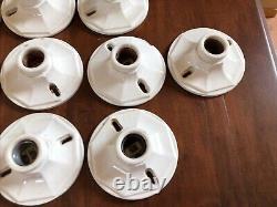 10- 1940's 1950's Art Deco Flush Mount Porcelain Ceiling Lights- 8 Sided Octagon