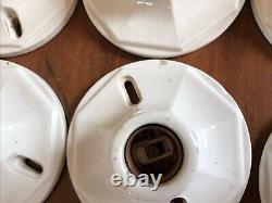 10- 1940's 1950's Art Deco Flush Mount Porcelain Ceiling Lights- 8 Sided Octagon