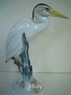 10.50 Art Deco Hutschenreuther-rosenthal Porcelain Heron Egret Bird Figurine