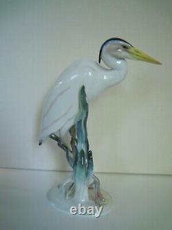 10.50 Art Deco Hutschenreuther-rosenthal Porcelain Heron Egret Bird Figurine