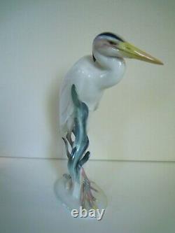 10.50 Art Deco Hutschenreuther-rosenthal Porcelain Heron Egret Bird Figurine