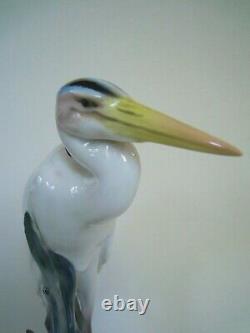 10.50 Art Deco Hutschenreuther-rosenthal Porcelain Heron Egret Bird Figurine
