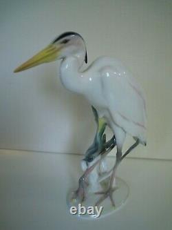 10.50 Art Deco Hutschenreuther-rosenthal Porcelain Heron Egret Bird Figurine