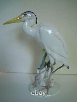 10.50 Art Deco Hutschenreuther-rosenthal Porcelain Heron Egret Bird Figurine