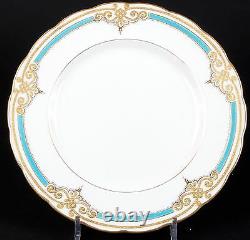 11 Antique George Jones Gilded with Turquoise Plates