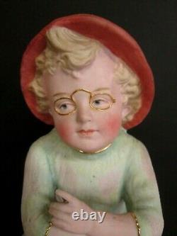 11 GERMAN HEUBACH CIGAR SMOKING BOY BISQUE FIGURINE RARE PIANO BABY With GLASSES