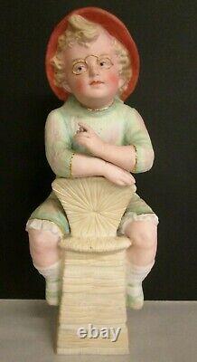 11 GERMAN HEUBACH CIGAR SMOKING BOY BISQUE FIGURINE RARE PIANO BABY With GLASSES