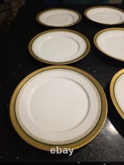 12 Limoges Gold Encrusted/Green 9.6 inch Dinner Plates WmGuerin & Co France