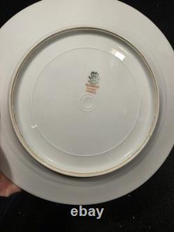 12 Limoges Gold Encrusted/Green 9.6 inch Dinner Plates WmGuerin & Co France