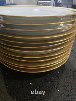 12 Limoges Gold Encrusted/Green 9.6 inch Dinner Plates WmGuerin & Co France