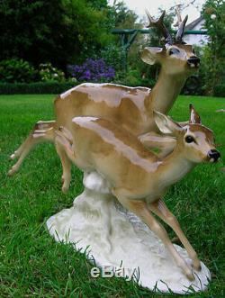 14 HUTSCHENREUTHER-ROSENTHAL Art Deco ROE DEER DOE + ROEBUCK Porcelain Figurine