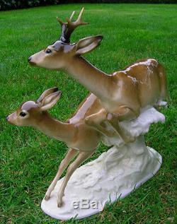 14 HUTSCHENREUTHER-ROSENTHAL Art Deco ROE DEER DOE + ROEBUCK Porcelain Figurine