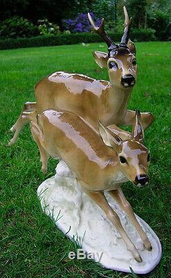 14 HUTSCHENREUTHER-ROSENTHAL Art Deco ROE DEER DOE + ROEBUCK Porcelain Figurine