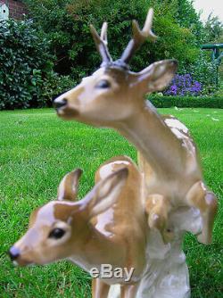 14 HUTSCHENREUTHER-ROSENTHAL Art Deco ROE DEER DOE + ROEBUCK Porcelain Figurine