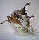 14 Hutschenreuther-rosenthal Porcelain Figurine Pointer Hunting Red Deer Stag