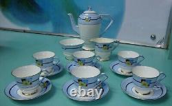 16p Antique Art Deco ROYAL PARAGON Porcelain set CUP SAUCER POT 4 QUEEN MARY