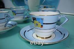 16p Antique Art Deco ROYAL PARAGON Porcelain set CUP SAUCER POT 4 QUEEN MARY