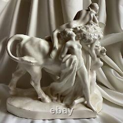 1905 Signed Antique Porcelain Naked Nude Lady Figure Europa Bull Girl Hungary
