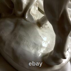 1905 Signed Antique Porcelain Naked Nude Lady Figure Europa Bull Girl Hungary