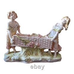 1918s Large Antique Dux Bohemia Porcelain Figurine Centerpiece Rare