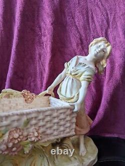 1918s Large Antique Dux Bohemia Porcelain Figurine Centerpiece Rare