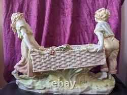 1918s Large Antique Dux Bohemia Porcelain Figurine Centerpiece Rare