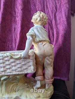 1918s Large Antique Dux Bohemia Porcelain Figurine Centerpiece Rare