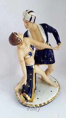 1920-30's LARGE Art Deco MORIYAMA HINODE FIGURINE DANCING COUPLE Perfect