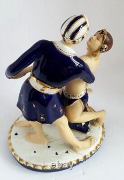 1920-30's LARGE Art Deco MORIYAMA HINODE FIGURINE DANCING COUPLE Perfect