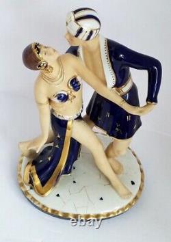 1920-30's LARGE Art Deco MORIYAMA HINODE FIGURINE DANCING COUPLE Perfect