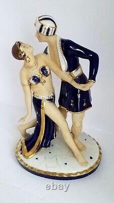 1920-30's LARGE Art Deco MORIYAMA HINODE FIGURINE DANCING COUPLE Perfect