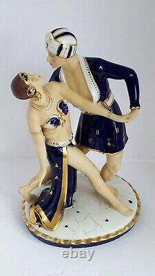 1920-30's LARGE Art Deco MORIYAMA HINODE FIGURINE DANCING COUPLE Perfect