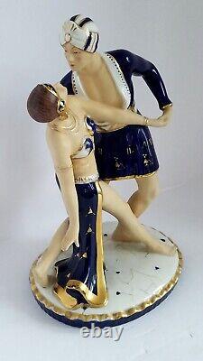 1920-30's LARGE Art Deco MORIYAMA HINODE FIGURINE DANCING COUPLE Perfect