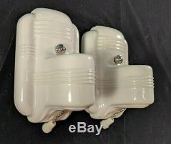 1920s-1930s PAULDING White Porcelain Ceramic Sconces, rewired, new hardware