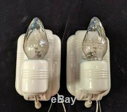 1920s-1930s PAULDING White Porcelain Ceramic Sconces, rewired, new hardware