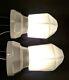 1920s-1930s Pass & Seymour White Porcelain Bath Sconces & Shades, New Wiring