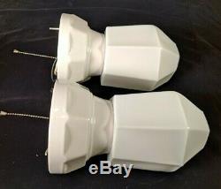 1920s-1930s Pass & Seymour White Porcelain Bath Sconces & Shades, new wiring