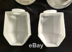 1920s-1930s Pass & Seymour White Porcelain Bath Sconces & Shades, new wiring