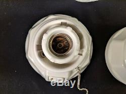 1920s-1930s Pass & Seymour White Porcelain Bath Sconces & Shades, new wiring