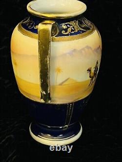 1920s Antique Art Deco NORITAKE TAISHO Hand Painted EGYPTIAN Porcelain Vase