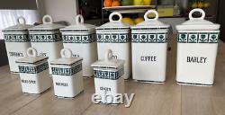 1920s Art Deco German Porcelain Blue and White Kitchen Cannisters