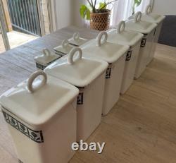 1920s Art Deco German Porcelain Blue and White Kitchen Cannisters
