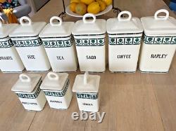 1920s Art Deco German Porcelain Blue and White Kitchen Cannisters