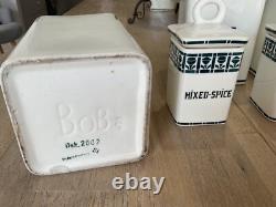 1920s Art Deco German Porcelain Blue and White Kitchen Cannisters