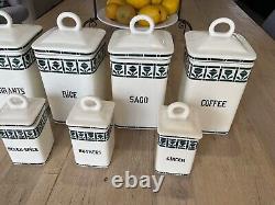 1920s Art Deco German Porcelain Blue and White Kitchen Cannisters